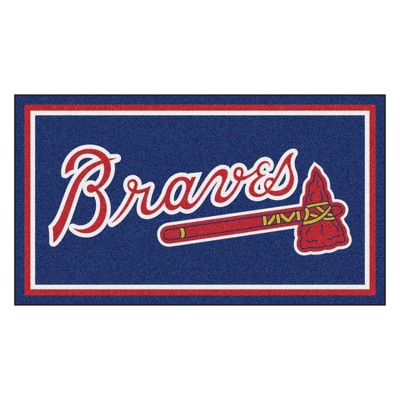 MLB Atlanta Braves Tomahawk Logo 3'x5' Plush Area Rug - Navy