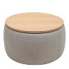 PAGED 25.5 Inch Round Ottoman with Storage, Modern End Table Vanity Chair with Removable Cover for Living Room, Bedroom, Load 250LBs - 3 of 4