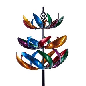 Evergreen 84"H Three Tiered Wind Spinner, Multi-Colored - 1 of 2