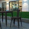 Emma and Oliver Set of Two Modern Weather and Rust Resistant Steel Stacking Chair with Arms and Polyresin Seat and Back for Indoor and Outdoor Use - 4 of 4