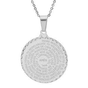 Steeltime 24" Stainless steel "padre nuestro…"pendant with 18'' ball chain necklace. Color Options: Silver, Gold - 1 of 2