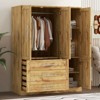 SEVOBAL Armoire Wardrobe Closet Wood Closet Wardrobe Armoire Cabinet Organizer Freestanding Clothes Storage Cabinet Bedroom, Beige, 131.4"*66"*19.1" - 2 of 4