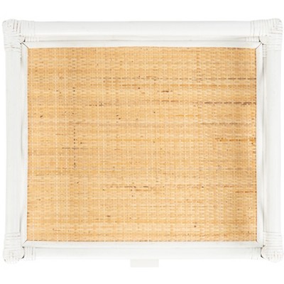 White and Natural Rattan 1-Drawer Nightstand