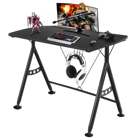 Costway 48'' K-shaped Gaming Desk Computer Table with Cup Holder &  Headphone Hook