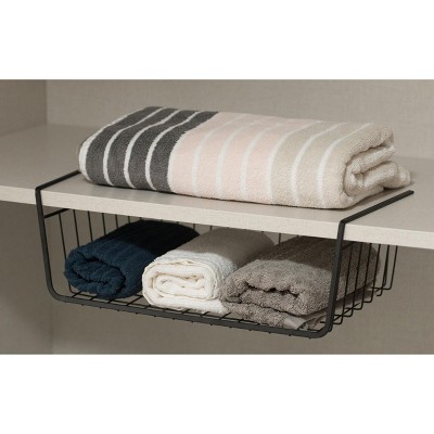 Basicwise Hanging Under Shelf Metal Storage Basket, Set of 2