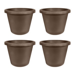 The HC Companies 24 Inch Classic Durable Plastic Flower Pot Container Garden Planter with Molded Rim and Drainage Holes, Chocolate Brown (4 Pack) - 1 of 4