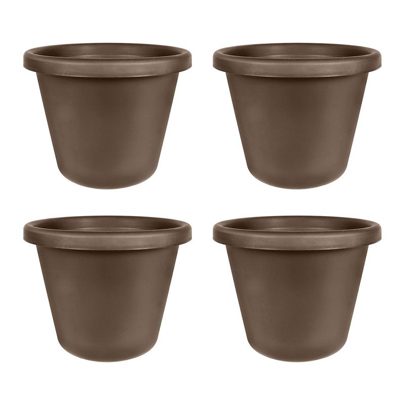 The HC Companies 24 Inch Classic Durable Plastic Flower Pot Container Garden Planter with Molded Rim and Drainage Holes, Chocolate Brown (4 Pack), 1 of 7