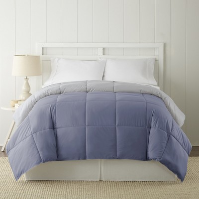 Twin Blue and Silver Reversible Down Alternative Microfiber Comforter Set