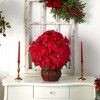 Nearly Natural Poinsettia with Decorative Planter Silk Arrangement - 2 of 2