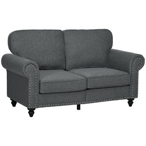 Aghana Digitals Mid-Century Modern 2-Seater Loveseat with Nailhead Trim, Rolled Arms & Pocket - 1 of 4