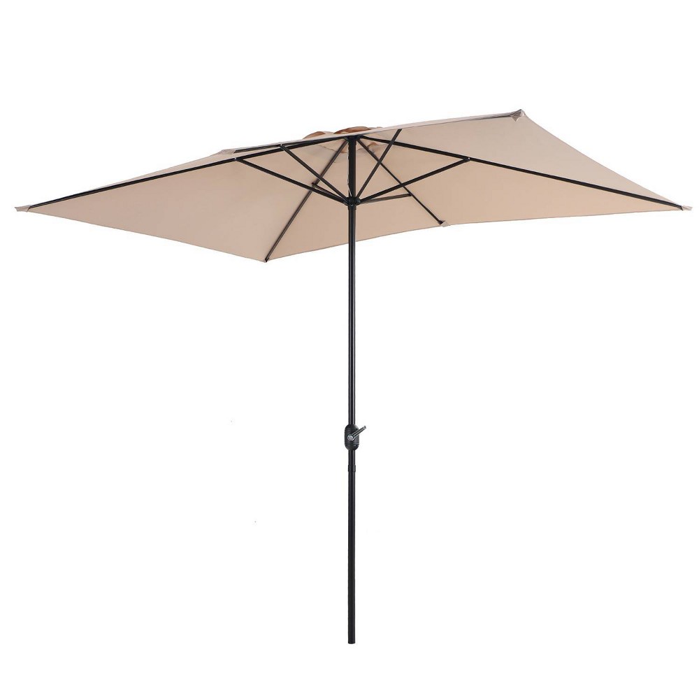 Captiva Designs 10' x 6.6' Rectangular Outdoor Patio Market Umbrella with Straight Crank Beige