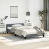 vidaXL Velvet Bed Frame Platform Bed, Scandinavian Style/Slats Support/No Box Spring Needed/Without Mattress/Easy Assembly, Dark Grey Twin Bed - 3 of 4