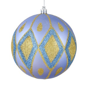 Vickerman 6" Periwinkle Matte Ball with Glitter Diamond Pattern. Add variety and sparkle to your holiday arrangement with this matte ornament that - 1 of 1