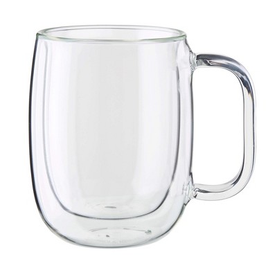 Sorrento Plus Clear Double Wall Glass Coffee Mugs, Set of 4