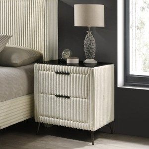 Roundhill Furniture Mavela Wide Wale Corduroy Upholstery Nightstand - 1 of 4