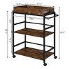 Costway 3-Tier Rolling Bar Cart Kitchen Serving Cart w/ Removable Tray & Handle - 2 of 4
