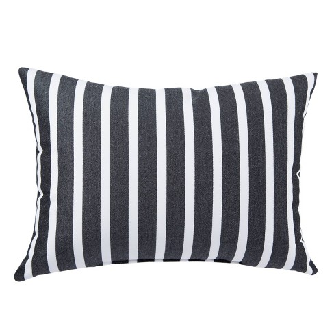 13 X18 Windward Indoor Outdoor Stripe Throw Pillow Black White