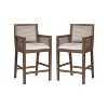Christopher Knight Home Linnea French Country Handwoven Rattan Rubberwood Upholstered Counter Stools (Set of 2) - 2 of 4