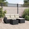 vidaXL 5 Piece Patio Sofa Set with Cushions Black Poly Rattan - Black and Cream With Table - 2 of 4