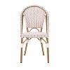Cesicia Outdoor PE Ratten and Aluminum French Bistro Chairs, Set of 2, Rusted Red & White, Bamboo Print Finish - 2 of 4