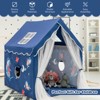 Infans 4.5 FT Kids Tent with Padded Cotton Mat, Large Playhouse w/Longer Mesh Curtain, Roll-Up Windows, Play Tent Castle Playhouse for Toddlers, Blue - 2 of 4