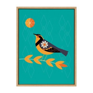 Kate & Laurel All Things Decor 18"x24" Sylvie Varied Thrush Framed Canvas Wall Art by Amber Leaders Designs: Mid-Century Modern - 1 of 4
