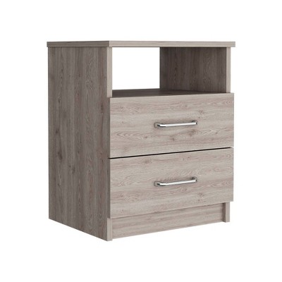 NicBex 19.9 inch High Nightstand with 2 Drawers,Modern Side Table with Open Top Shelves,Bedside Table for Bedroom,Living Room,Black/Gray/White