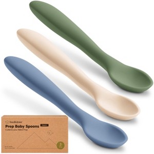 3-Pack Prep Baby Spoons, Silicone Baby Utensils for Self Feeding 6-24 Months, All Stages Baby Feeding Set, BLW Toddler Spoons - 1 of 4