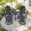 5-Piece Round Cast Aluminum Patio Set with Swivel Chairs,Blue Cushions,and Umbrella Hole - 2 of 4