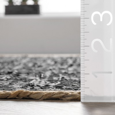 Handmade Black Leather Flatweave 8' x 10' Area Rug