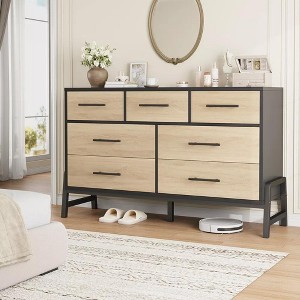 52" Wide 7 Dresser for Bedroom, with Storage Freestanding, Wooden Closet Dresser Storage Dresser Chest for Living Room, Bedroom, Oak - 1 of 4