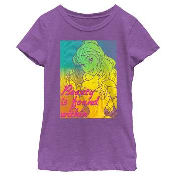 Girl's Beauty and the Beast Belle Halftone Portrait T-Shirt