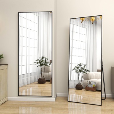 HOMLUX 18"x58" Rectangle Full Length Floor Mirror Leaning Design Bathroom Entryway,Black/Gold