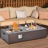 Rectangular Propane Fire Pit Table, Certified,50,000 BTU Outdoor Fireplace with Wind Guard Glass, Lid £¦ Waterproof Cover for Backyard,Garden - 2 of 4