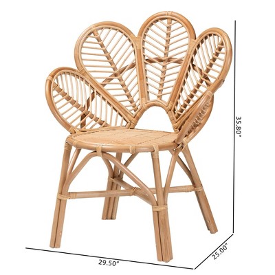 Eliava Natural Brown Handcrafted Rattan Geometric Accent Chair