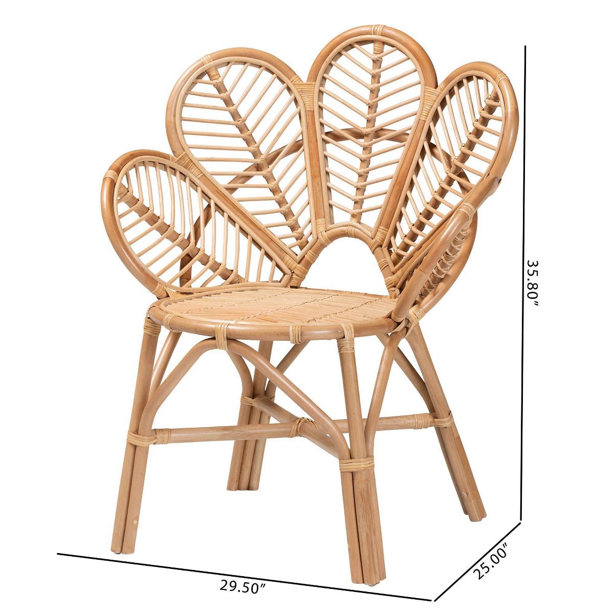 bali & pari Eliava Natural Rattan Flower Accent Chair Natural Brown: Indoor Wicker, No Assembly Required - thumbnail 10