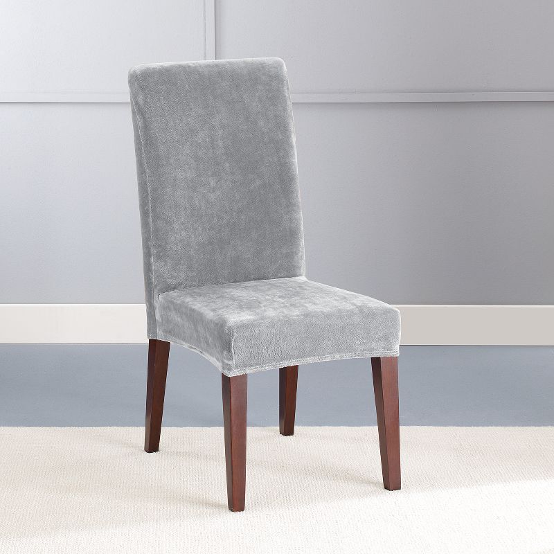 Stretch Plush Dining Room Chair Slipcover Gray - Sure Fit, 3 of 5