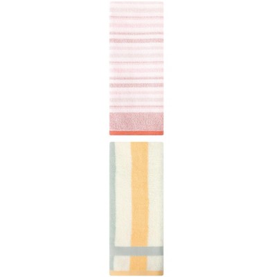 REGALWOVEN Striped Pattern Cotton Bathroom Hand Towels for Home Decor 13" x 29"/13" x 27" 2 Pcs
