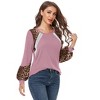 Coolmee Long Sleeve Shirts for Women Color Block Leopard Print Raglan Tops Casual Crewneck Basic Tees Fashion Fall Clothes - 4 of 4