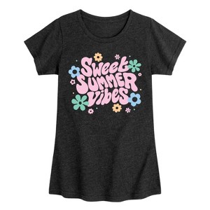 Girls' - Instant Message - Sweet Summer Vibes -Youth Girls Short Sleeve T-Shirt Fitted Short Sleeve Graphic T-Shirt - 1 of 4