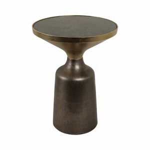 Modern Accent Table with Marble Top & Metal Base - Contemporary End Table for Living Room, Bedroom, Office - Round Side Table - 20" Green, Black, Gold - 1 of 4