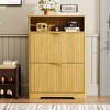 ChicFurnit Shoe Racks 2 Flip Drawers Shoe Cabinet Dust Protected Freestanding Shoe Cabinet for Entryway, Beige, 31.6"*9.6"*40" - 2 of 4