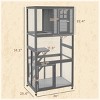 Rolling Outdoor Cat House with Roof,74" Tall Wooden Catio Enclosure for Large Cats,Weatherproof Kitten Cage with Platforms - LAOTIES - 4 of 4