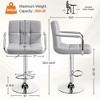 Yaheetech PU Leather Swivel Bar Stool Adjustable Seat Height for Dining Room, Bar Counter, Light Gray - 3 of 4