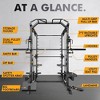 ER KANG Smith Machine, 2500LBS Squat Rack with Cable Crossover System, Dual- Direction Dual Pulley Functional Trainer - 4 of 4