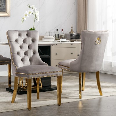 Contemporary Velvet Upholstered Dining Chair with Stainless Steel Plating Legs