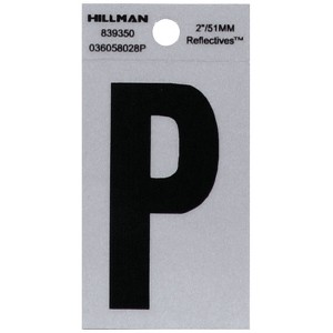 Hillman 2 in. Reflective Black Vinyl Self-Adhesive Letter P 1 pc (Case of 6) - 1 of 1