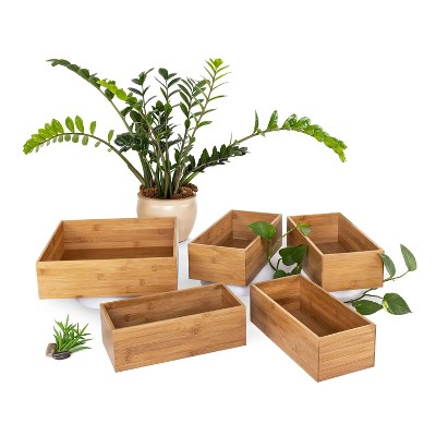 Natural Bamboo Multi-Size Storage Organizer Box Set