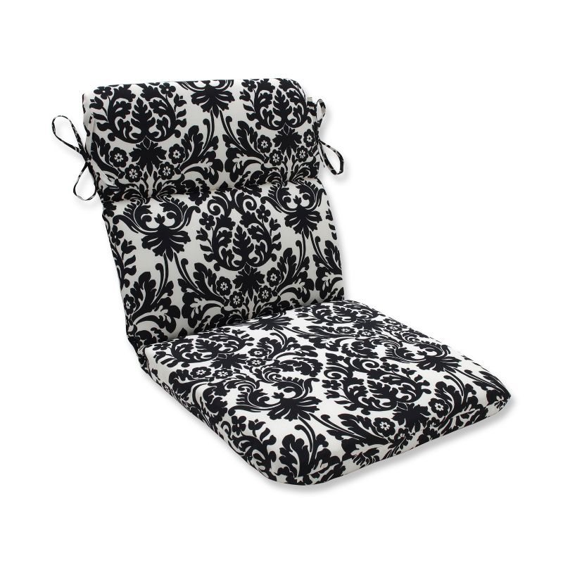 Outdoor Seat Pad/Dining/Bistro Cushion - Black/White Floral - Pillow Perfect, 1 of 6