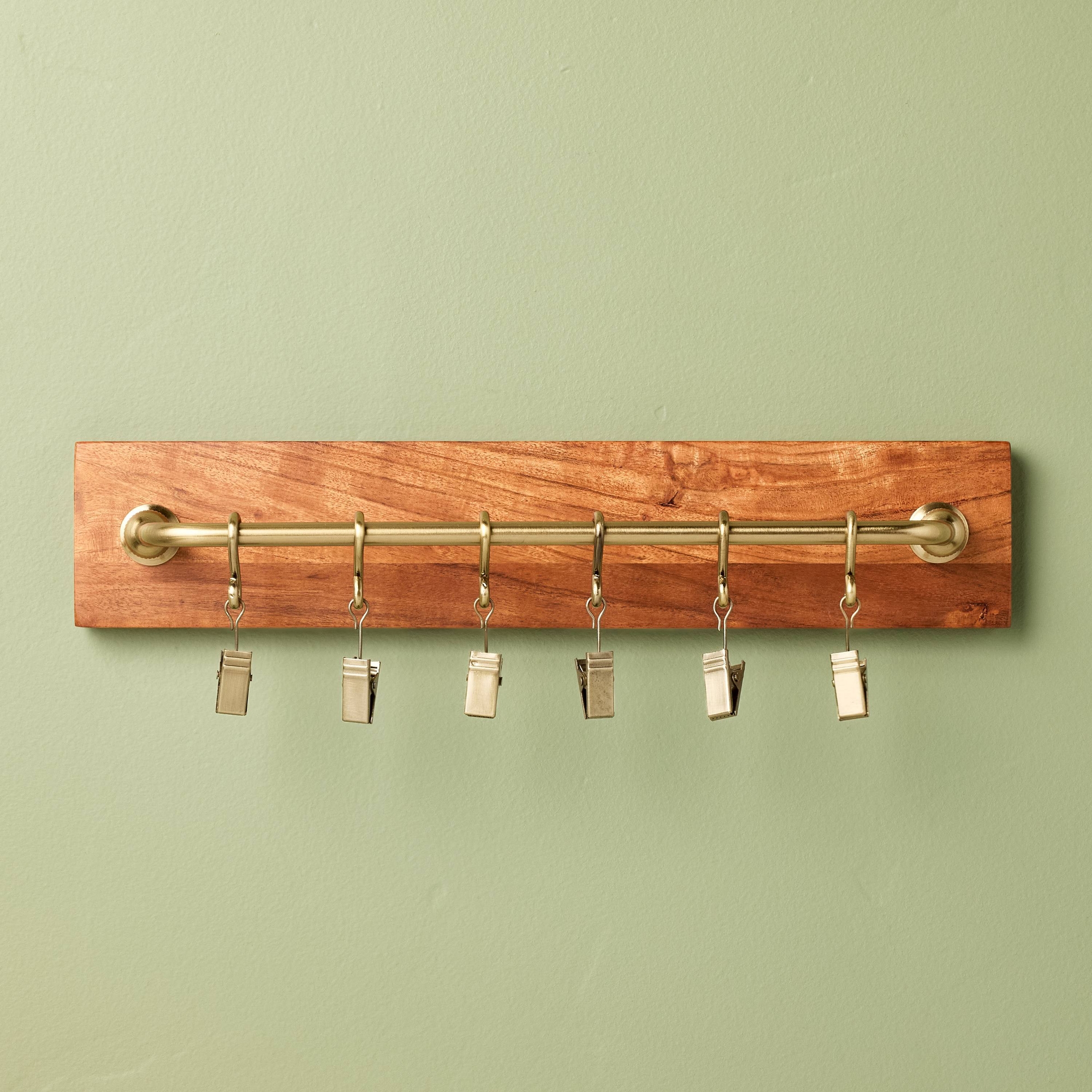 Brass and Wood Wall Rail with Clips - Hearth & Hand™ with Magnolia